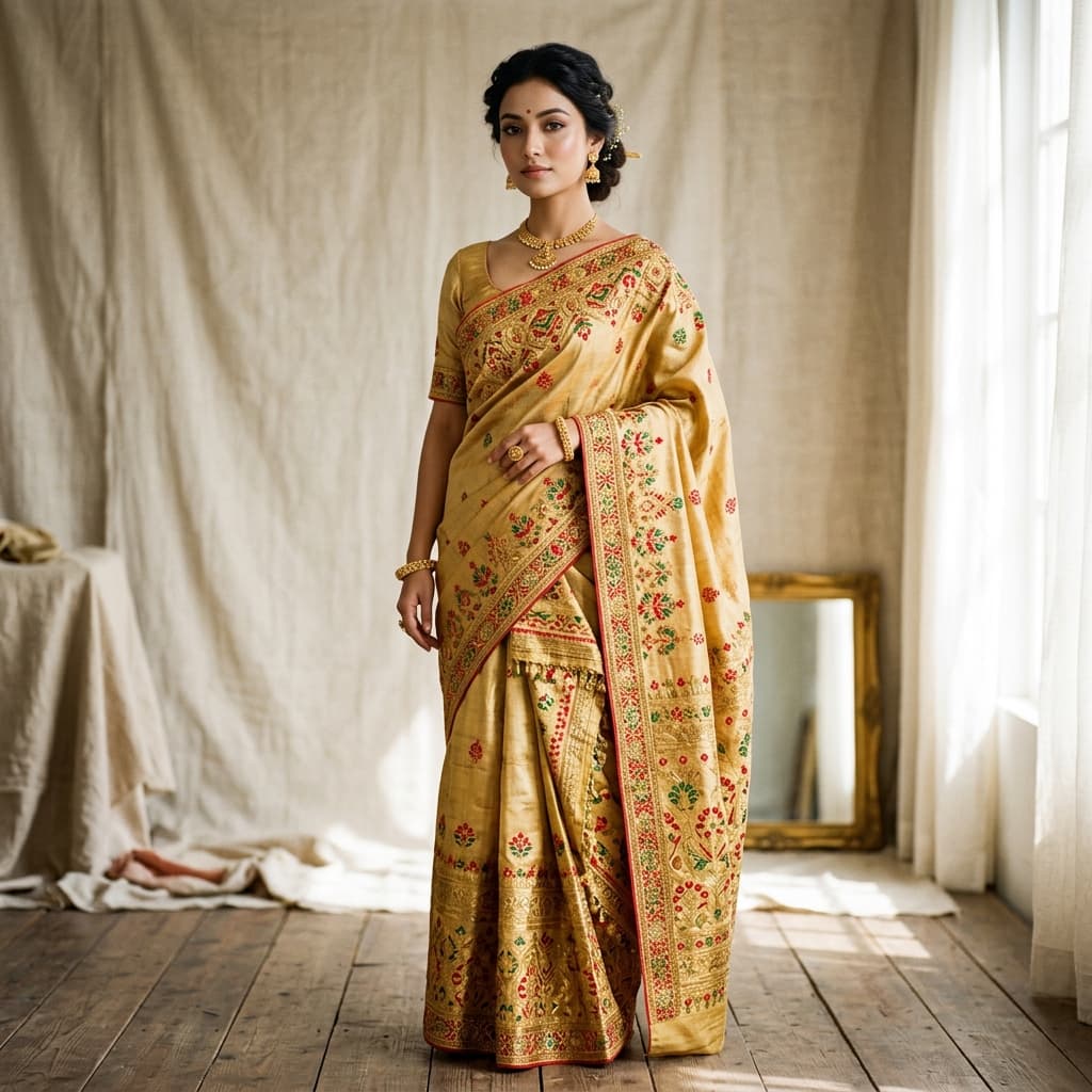 Assamese Muga Kapur Silk Saree Sale