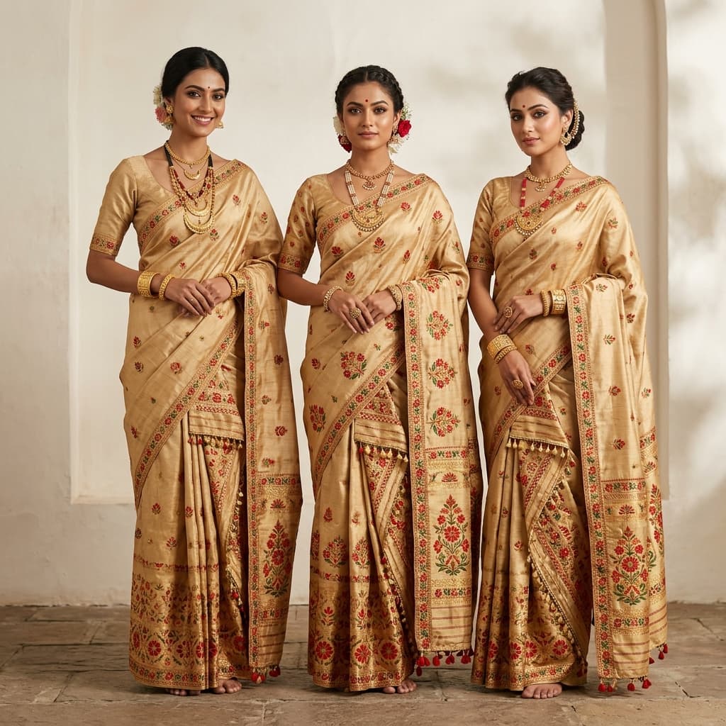 Assamese Muga Kapur Silk Clothing Models