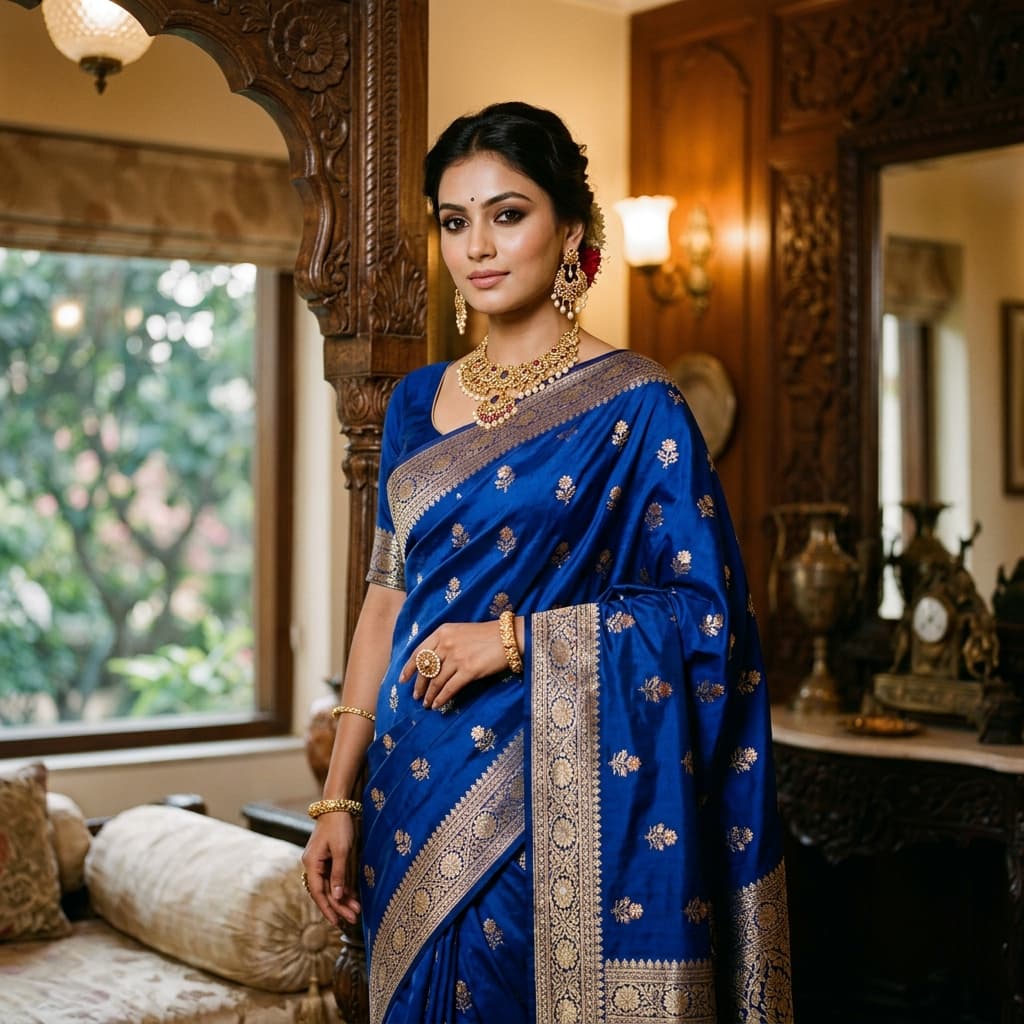 The Festive Blue & Lokaparo Saree Set